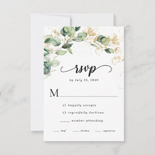 Cartão RSVP Casamento de Folhas de Eucalipto Elegantes
