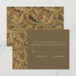 Cartão RSVP Casamento de Folhas de Outono Quentes Vitorianas A