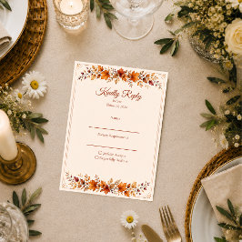 Cartão RSVP Casamento de Folhas de Outono Rústico