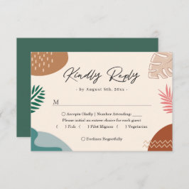 Cartão RSVP Casamento de Folhas Tropicais de Verão Moderno