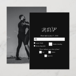 Cartão RSVP Casamento de Fotografias do Casal de Script Branco