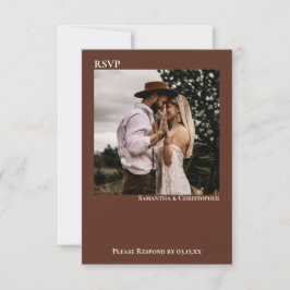 Cartão RSVP Casamento de Fotografias Simples e Moderno Brown