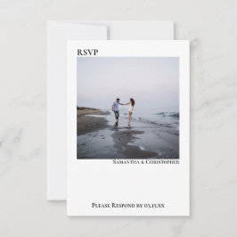 Cartão RSVP Casamento de Fotografias Simples Moderno e Minimal