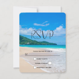 Cartão RSVP Casamento de Fotos Cênicas de Praia de Destino Tro