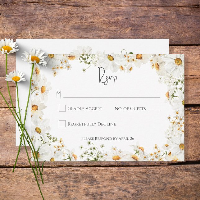 Cartão RSVP Casamento de Frame de Daisy Russo Moderno (Criador carregado)