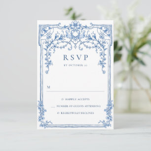 Cartão RSVP Casamento de Frame Floral do Ornamentado Vitoriano