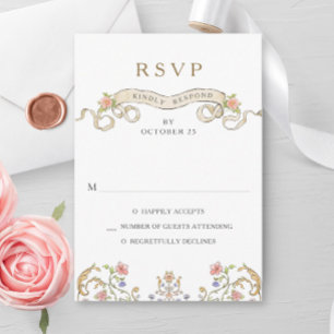 Cartão RSVP Casamento de Frame Floral, Ornamentado Vitoriano G