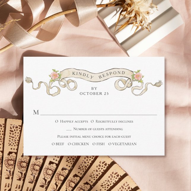 Cartão RSVP Casamento de Frame Floral, Ornamentado Vitoriano G (Criador carregado)