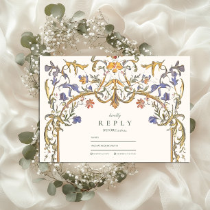 Cartão RSVP Casamento de Frame Floral, Ornamentado Vitoriano G