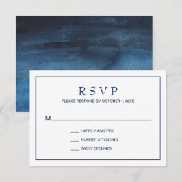 Cartão RSVP Casamento de fronteira azul simples de Marinho