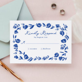 Cartão RSVP Casamento De Fronteira De Flor Quimérica Desenhada
