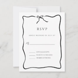 Cartão RSVP Casamento de Fronteira de Script Whimsical