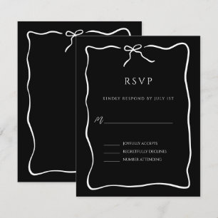 Cartão RSVP Casamento de Fronteira de Script Whimsical