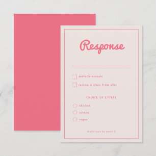 Cartão RSVP Casamento de Fúchsia Retro Vibes, Rosa Quente Mod