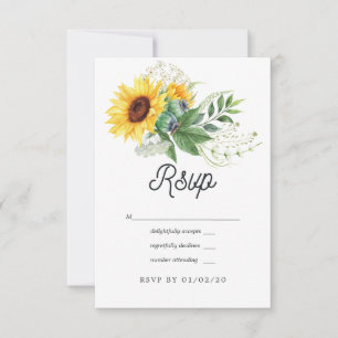Cartão RSVP Casamento de Girassol da Boêmia com Cores Aquáti