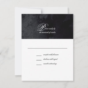 Cartão RSVP Casamento de Gótico Negro de Script Simples Elegan