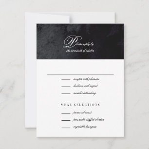 Cartão RSVP Casamento de Gótico Negro de Script Simples Elegan