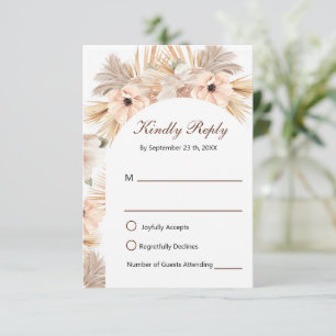 Cartão RSVP Casamento de Grama de Pampas de Meia Arco Moderna