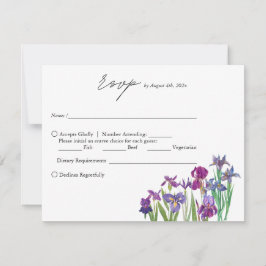 Cartão RSVP Casamento de guião de flor Iris com coloração aquo