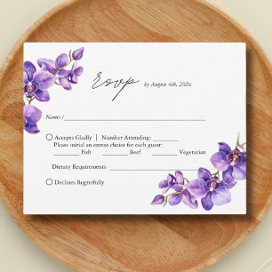 Cartão RSVP Casamento de guião Roxo Elegante