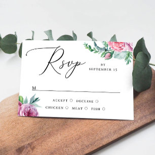 Cartão RSVP Casamento de guincho floral de cor rosa-d'água