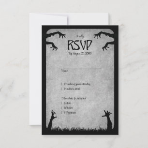 Cartão RSVP Casamento de Halloween de Zombie Horror