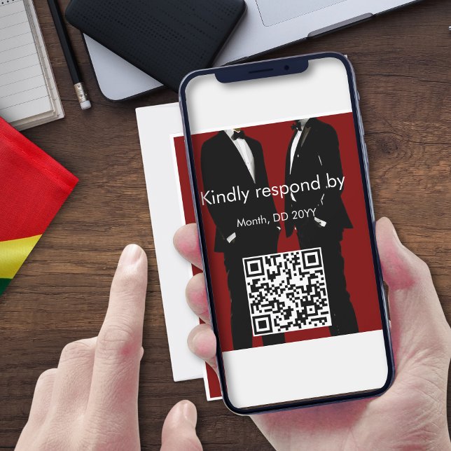 Cartão RSVP Casamento de Homens Gay Modernos Elegantes (Criador carregado)