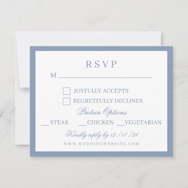 Cartão RSVP Casamento de Hydrangea Azul e Branco (Frente)