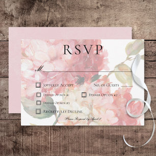 Cartão RSVP Casamento de Hydrangea Blush Moderno Cor-de-Rosa