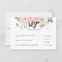 Cartão RSVP Casamento de Hydrangea rosa