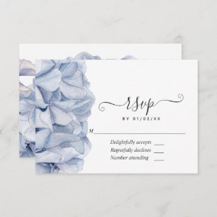 Cartão RSVP Casamento de Hydrangeas Azul