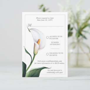 Cartão RSVP Casamento de Ilegante Ivory White Calla Lily