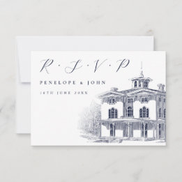 Cartão RSVP Casamento de Ilustração de Villa Italiano com Scri