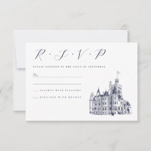 Cartão RSVP Casamento de Ilustração Vintage Castle Venue
