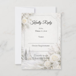 Cartão RSVP Casamento de Inverno Atemporal