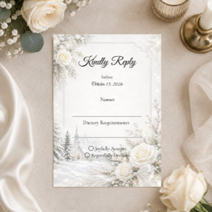 Cartão RSVP Casamento de Inverno Atemporal