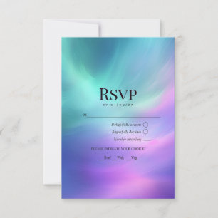 Cartão RSVP Casamento de Inverno Aurora Boreal Luzes do Norte