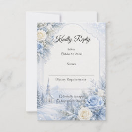 Cartão RSVP Casamento de Inverno Encantado