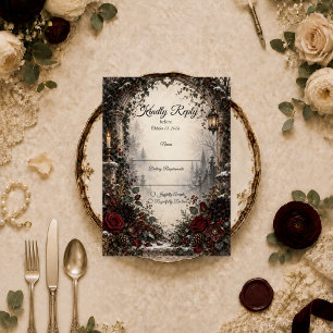 Cartão RSVP Casamento de Inverno Gótico Mal-humorado