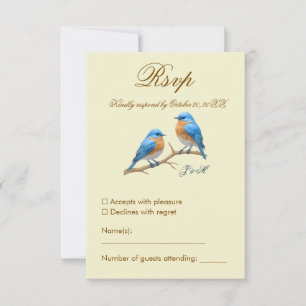 Cartão RSVP Casamento de Ivory Pastel Lovebird Romântico Blueb