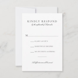 Cartão RSVP Casamento de Janto de Buffet de Script Preto Elega