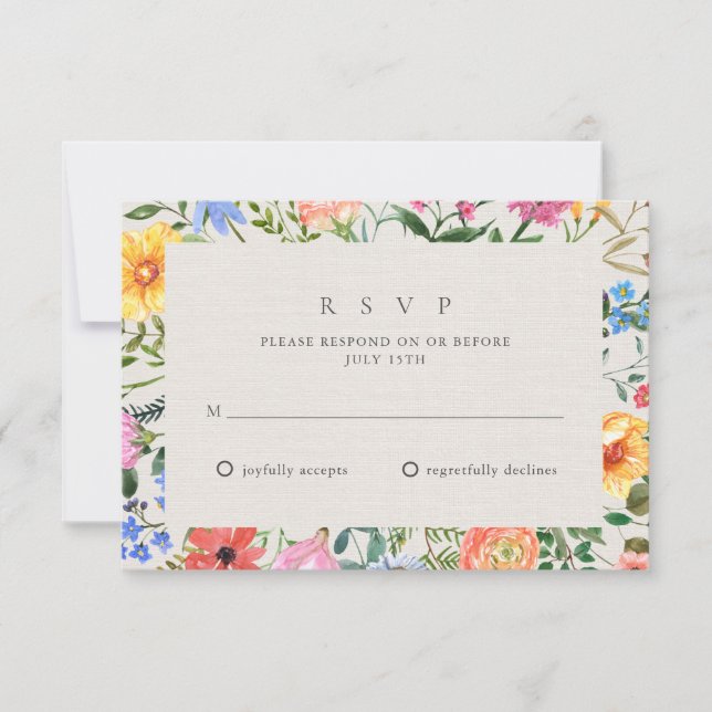 Cartão RSVP Casamento de Jardim Botânico de Flores Selvagens R (Frente)