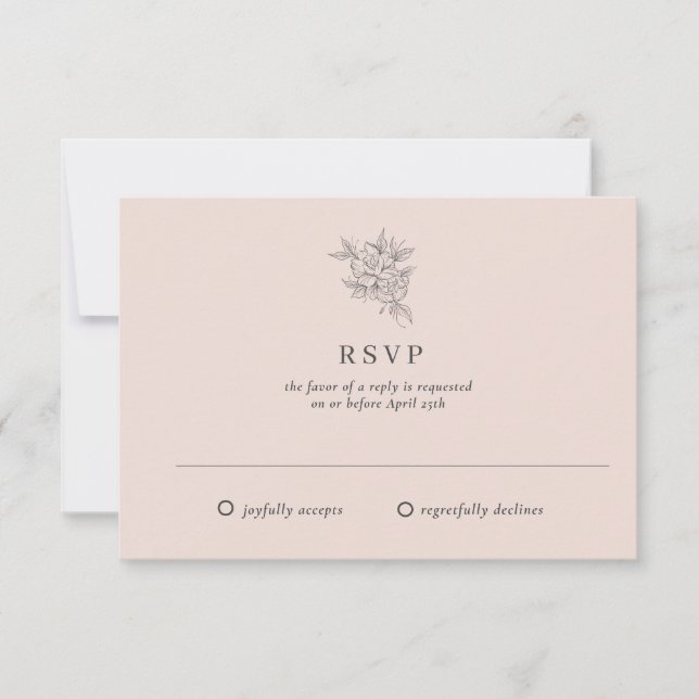 Cartão RSVP Casamento de Jardim Botânico Elegante Blush Pink (Frente)
