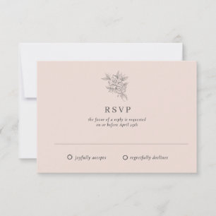 Cartão RSVP Casamento de Jardim Botânico Elegante Blush Pink