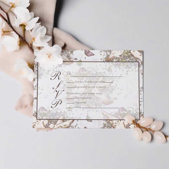 Cartão RSVP Casamento de Jardim da Dove Branca | Sage Green (Criador carregado)