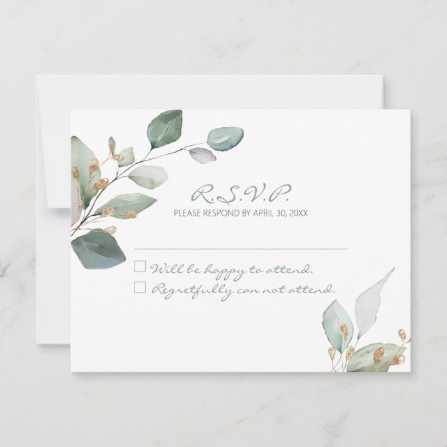 Cartão RSVP Casamento de Jardim de Aquarela (Frente)