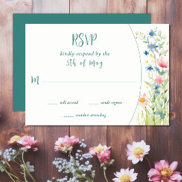 Cartão RSVP Casamento de Jardim de Flores Selvagens bonito