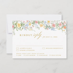 Cartão RSVP Casamento de Jardim de Primavera Ornate Pastel Sua