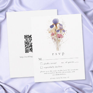 Cartão RSVP Casamento de Jardim em Aquarela Roxa Elegante com