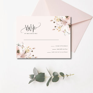 Cartão RSVP Casamento de Jardim Floral Rosa Elegante